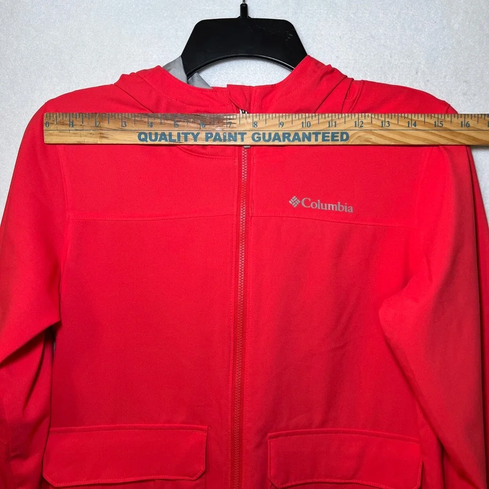 Columbia Red Softshell Hooded Full Zip Gorpcore Outdoor Jacket Youth L 14/16